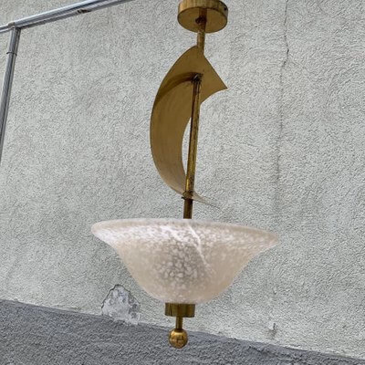 Lampadario a vela in vetro di Murano e ottone, anni '60 7