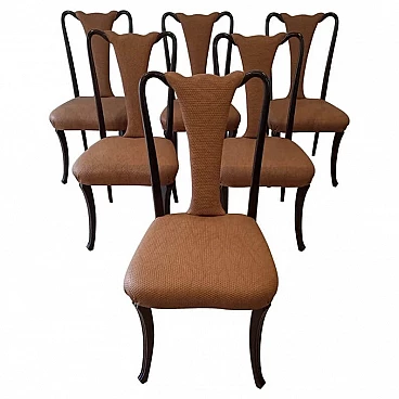 6 Mahogany chairs by Vittorio Dassi with leather seat, 1950s
