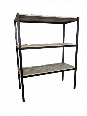 Iron shelf with wooden shelves, 1960s