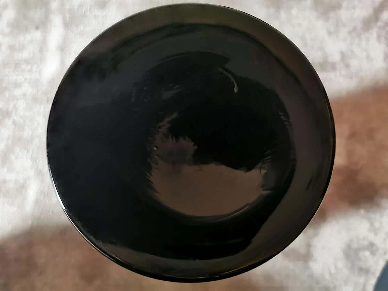 Pair of black opaline glass vases hand-painted in pure gold, 1930s 1