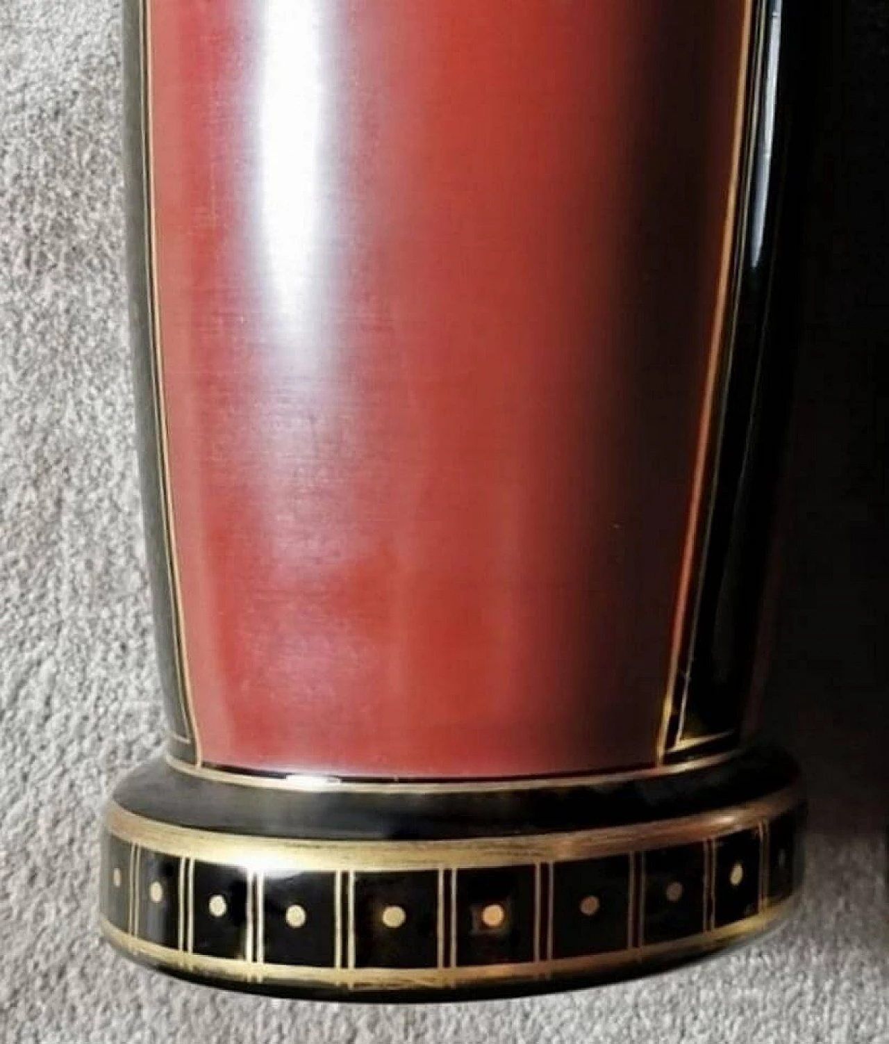 Pair of black opaline glass vases hand-painted in pure gold, 1930s 5