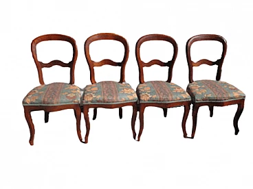 4 Solid mahogany Louis Philippe chairs, mid 19th century