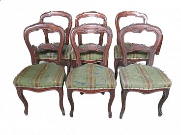 6 Walnut Luigi Filippo chairs, 19th century