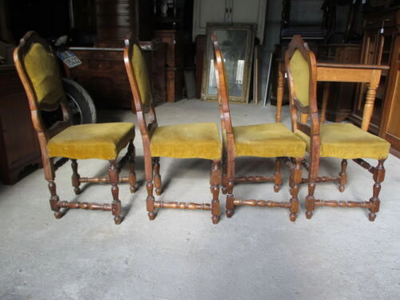 4 Walnut chairs in Louis XIII style, early 20th century 5