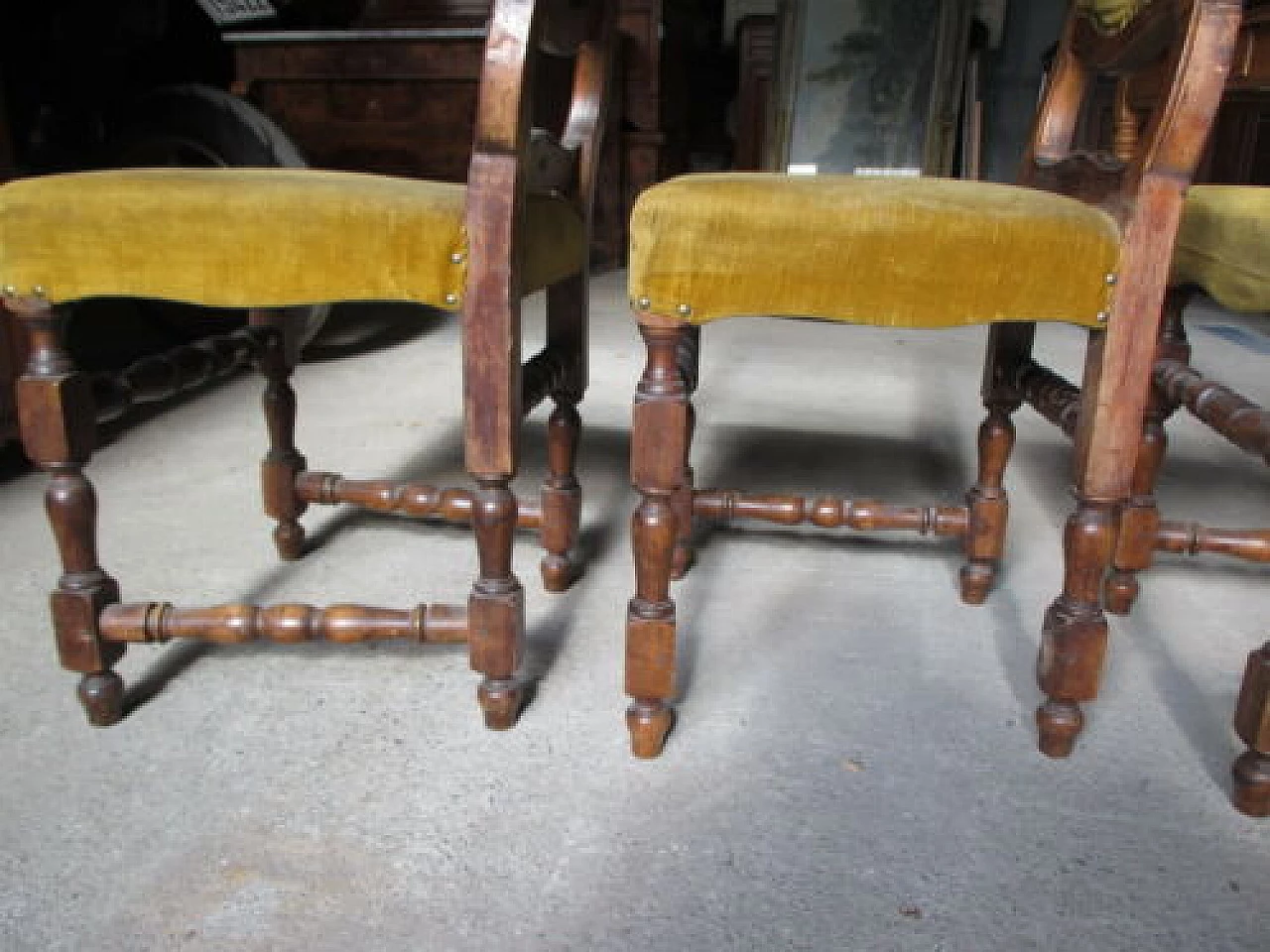 4 Walnut chairs in Louis XIII style, early 20th century 8