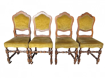 4 Walnut chairs in Louis XIII style, early 20th century