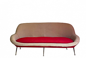 Red and white fabric sofa, 1950s