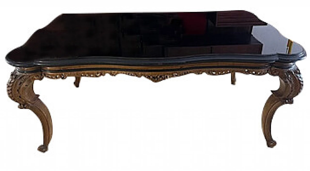 Baroque style inlaid wooden table, 1950s 6