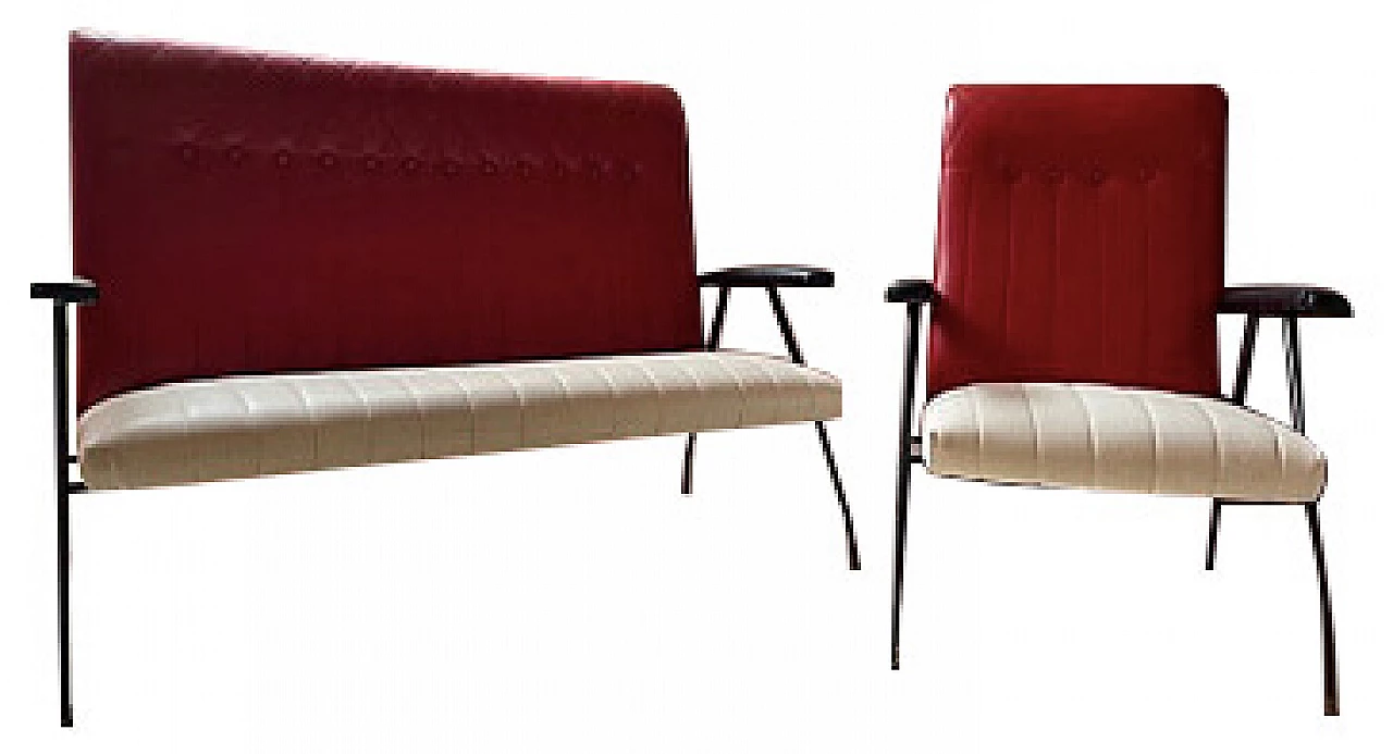 Two-tone sofa and armchair, 1950s 5