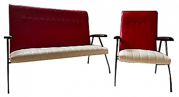 Two-tone sofa and armchair, 1950s
