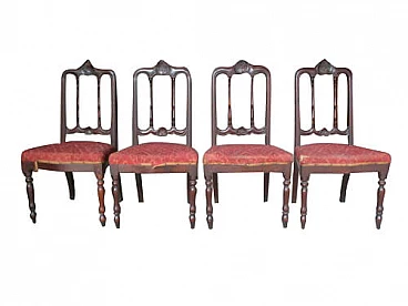 4 Louis Philippe carved walnut chairs, mid 19th century