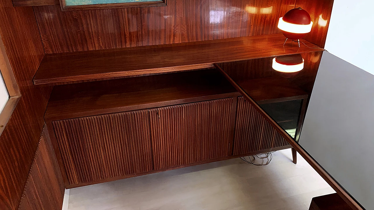 Freestanding corner bookcase with desk, 1950s 11