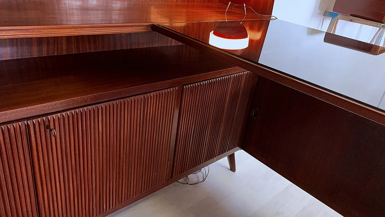 Freestanding corner bookcase with desk, 1950s 13