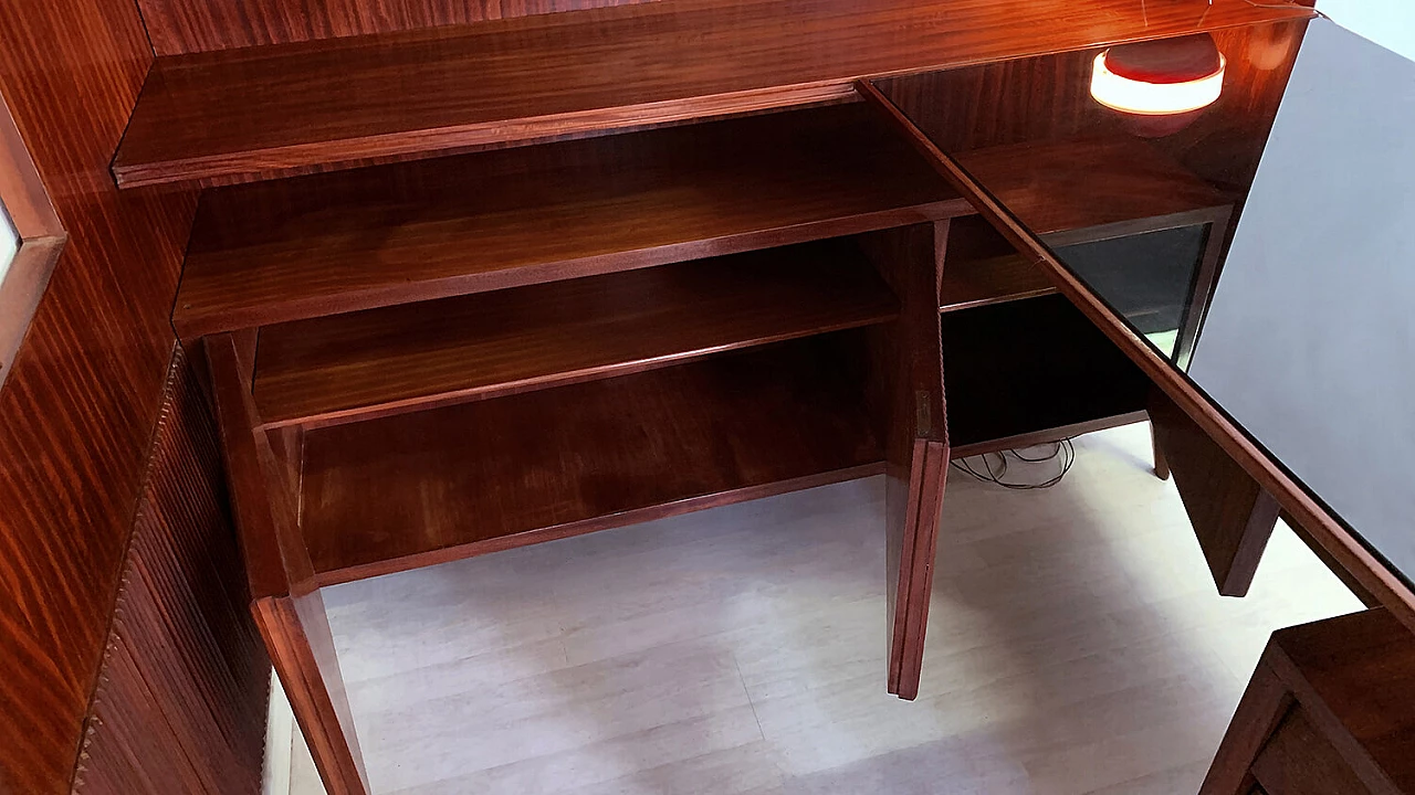 Freestanding corner bookcase with desk, 1950s 14