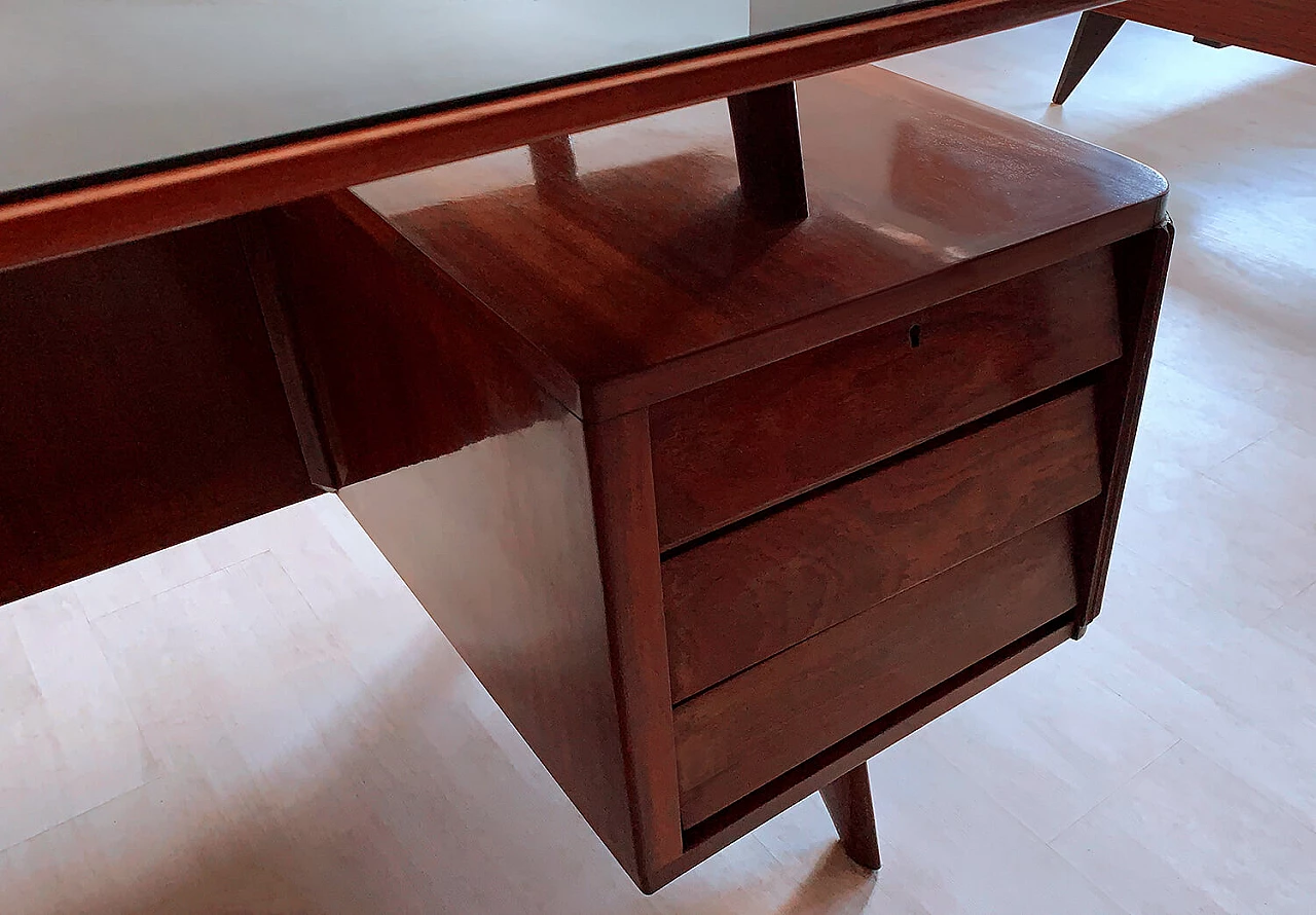 Freestanding corner bookcase with desk, 1950s 15