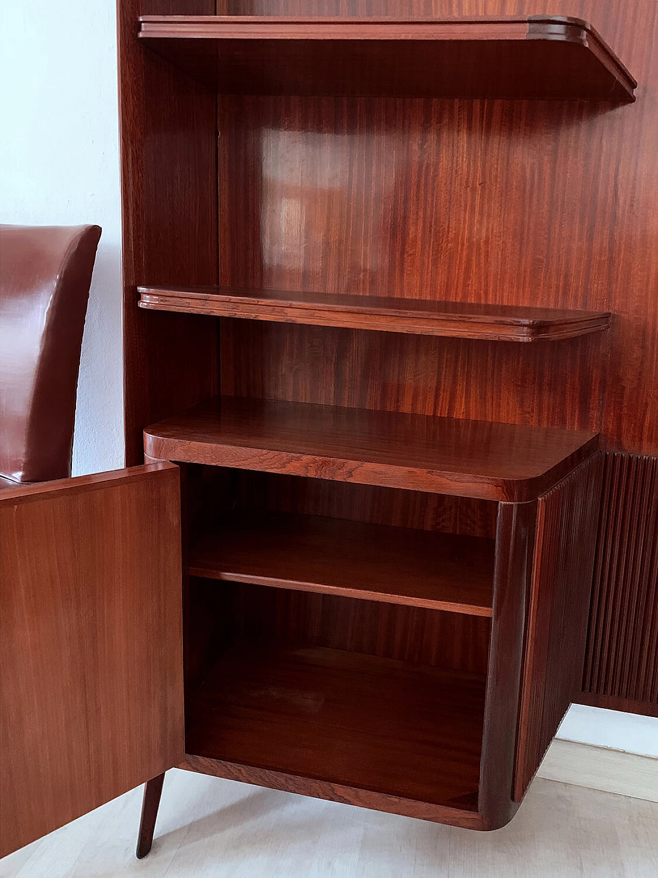 Freestanding corner bookcase with desk, 1950s 20