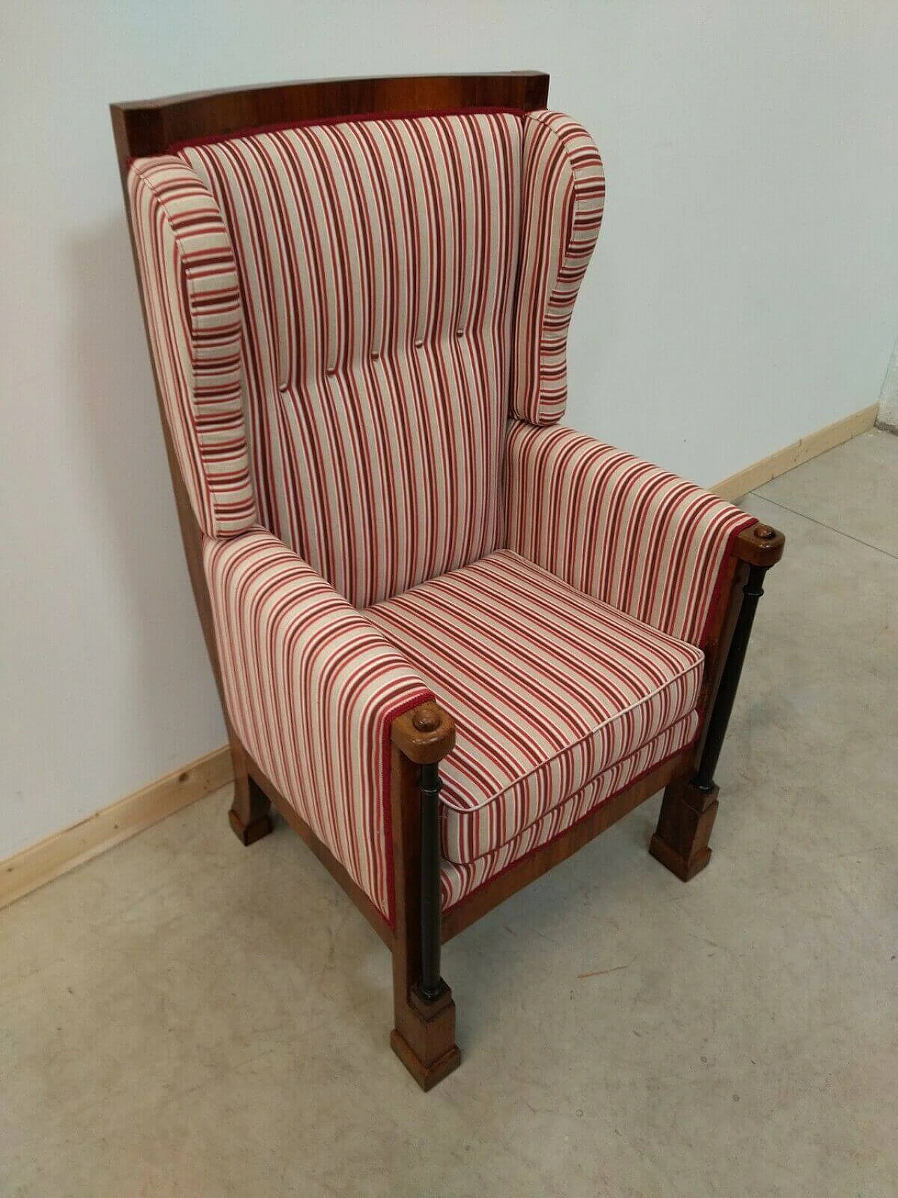 Empire armchair in walnut and fabric, 19th century 3