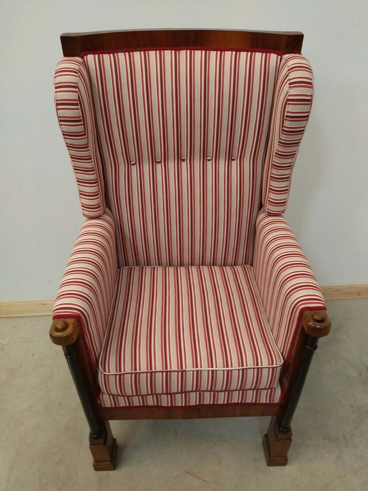 Empire armchair in walnut and fabric, 19th century 4
