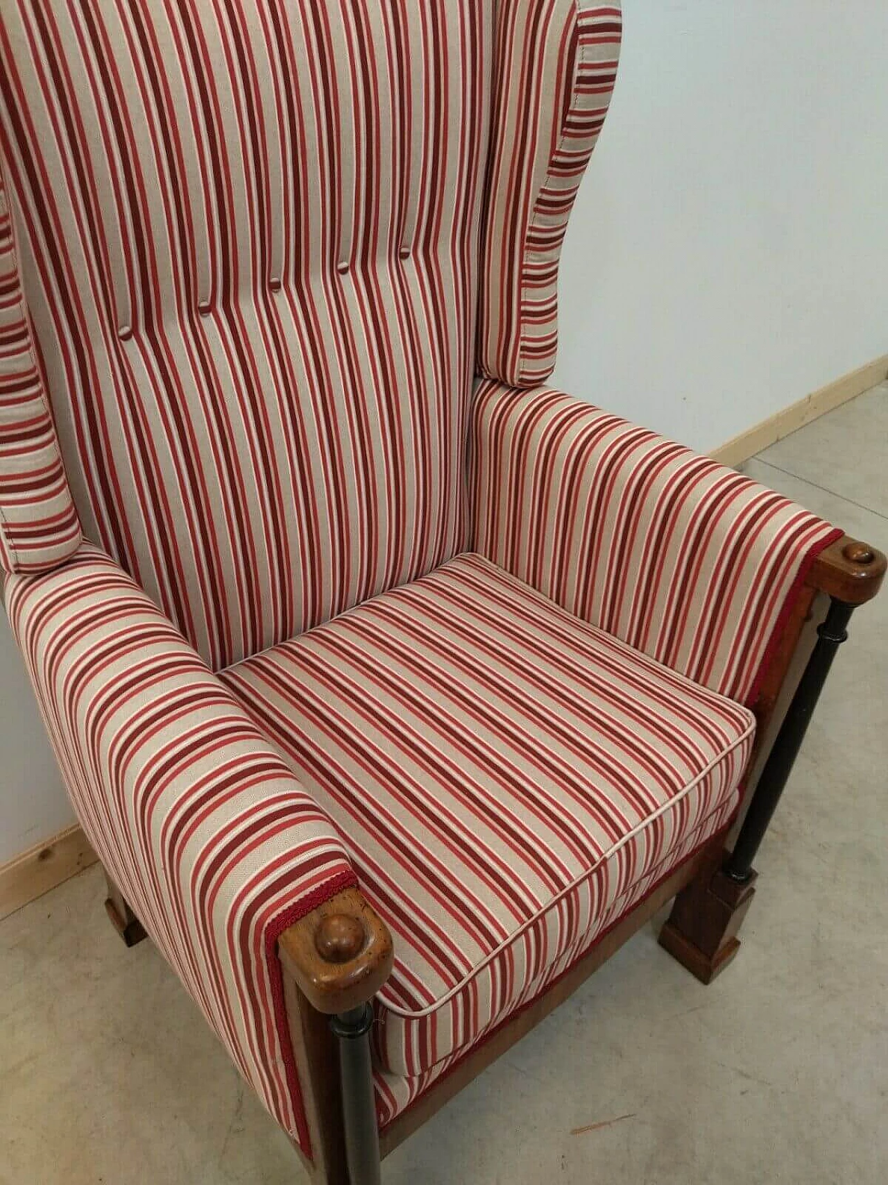 Empire armchair in walnut and fabric, 19th century 6