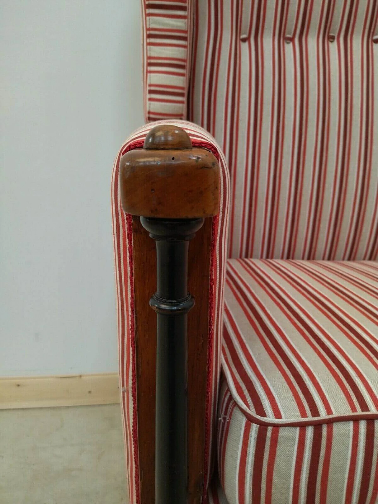 Empire armchair in walnut and fabric, 19th century 8