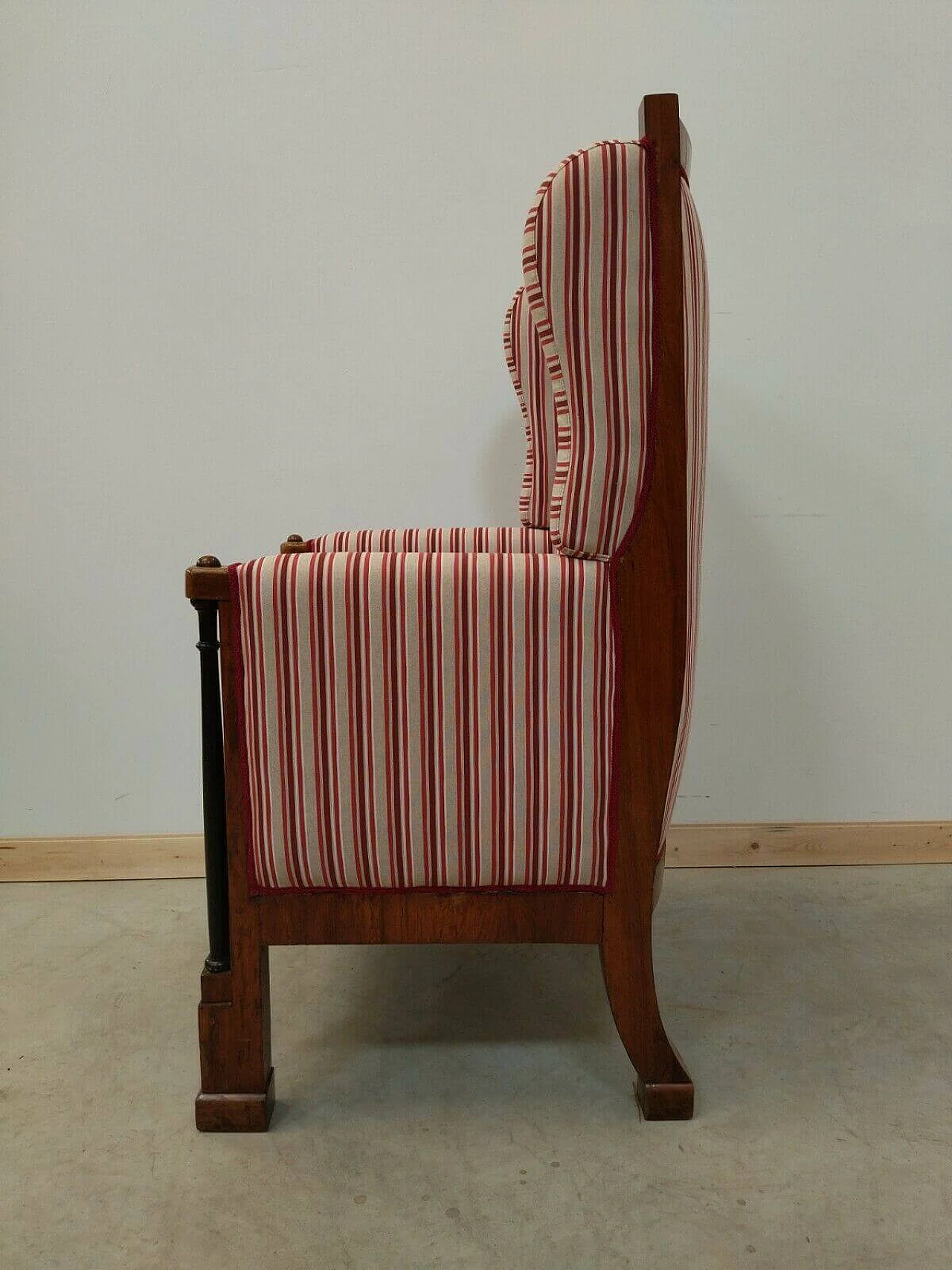 Empire armchair in walnut and fabric, 19th century 9
