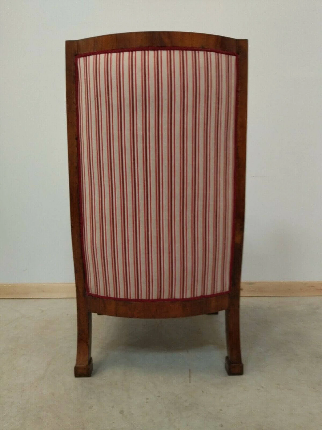 Empire armchair in walnut and fabric, 19th century 10