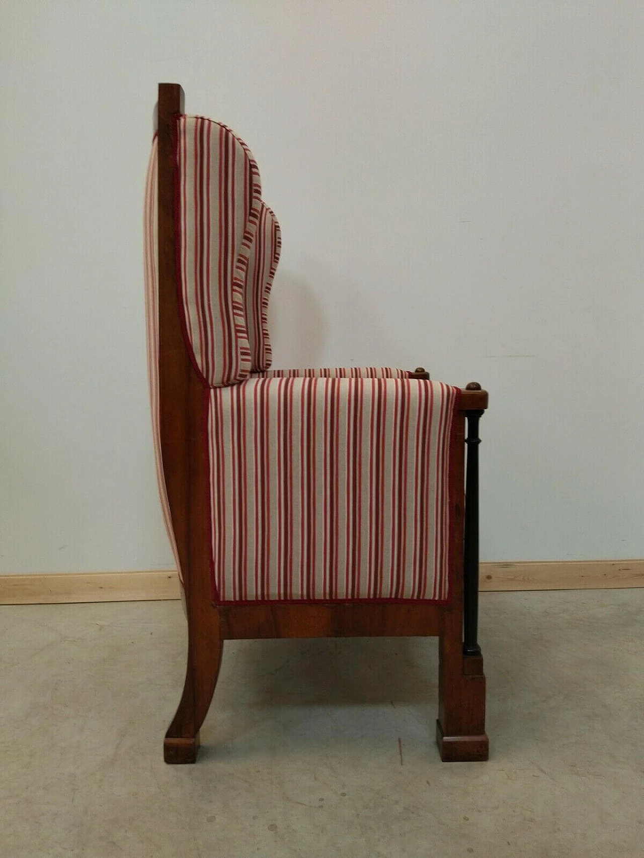 Empire armchair in walnut and fabric, 19th century 11