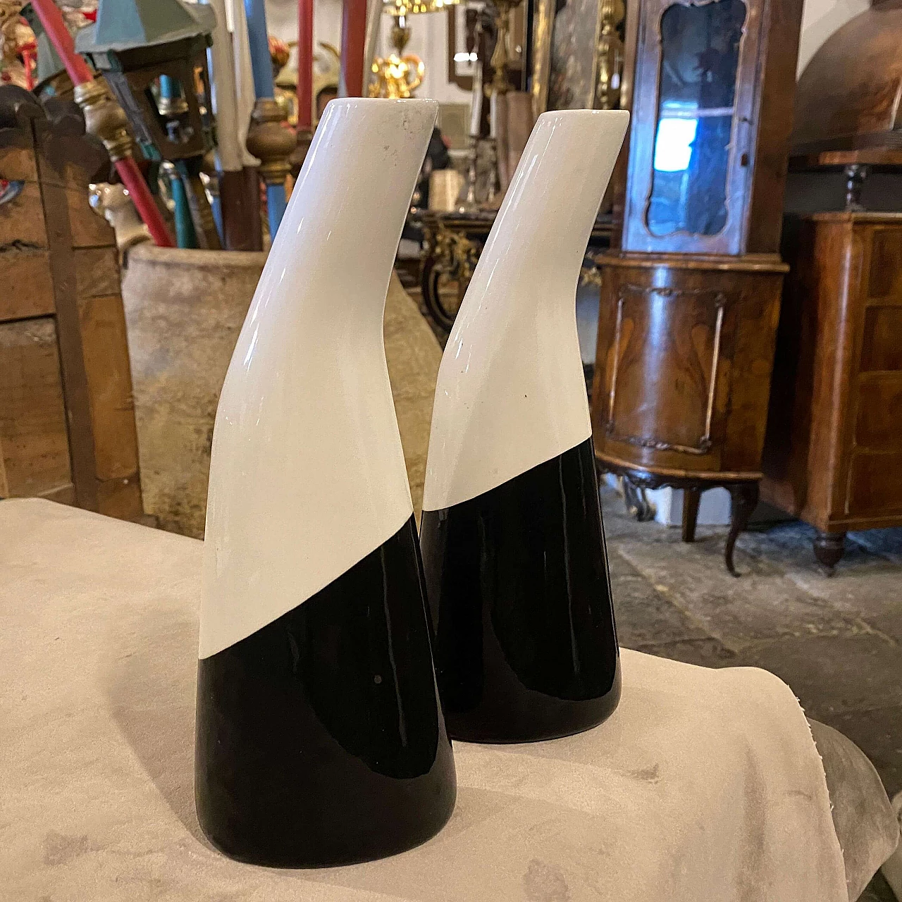 Pair of vases in ceramic by La Donatella, 60s 2