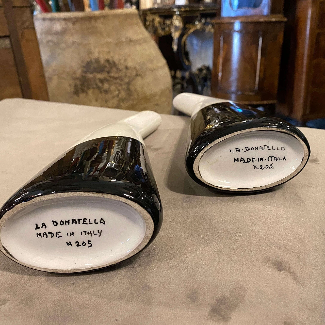 Pair of vases in ceramic by La Donatella, 60s 4