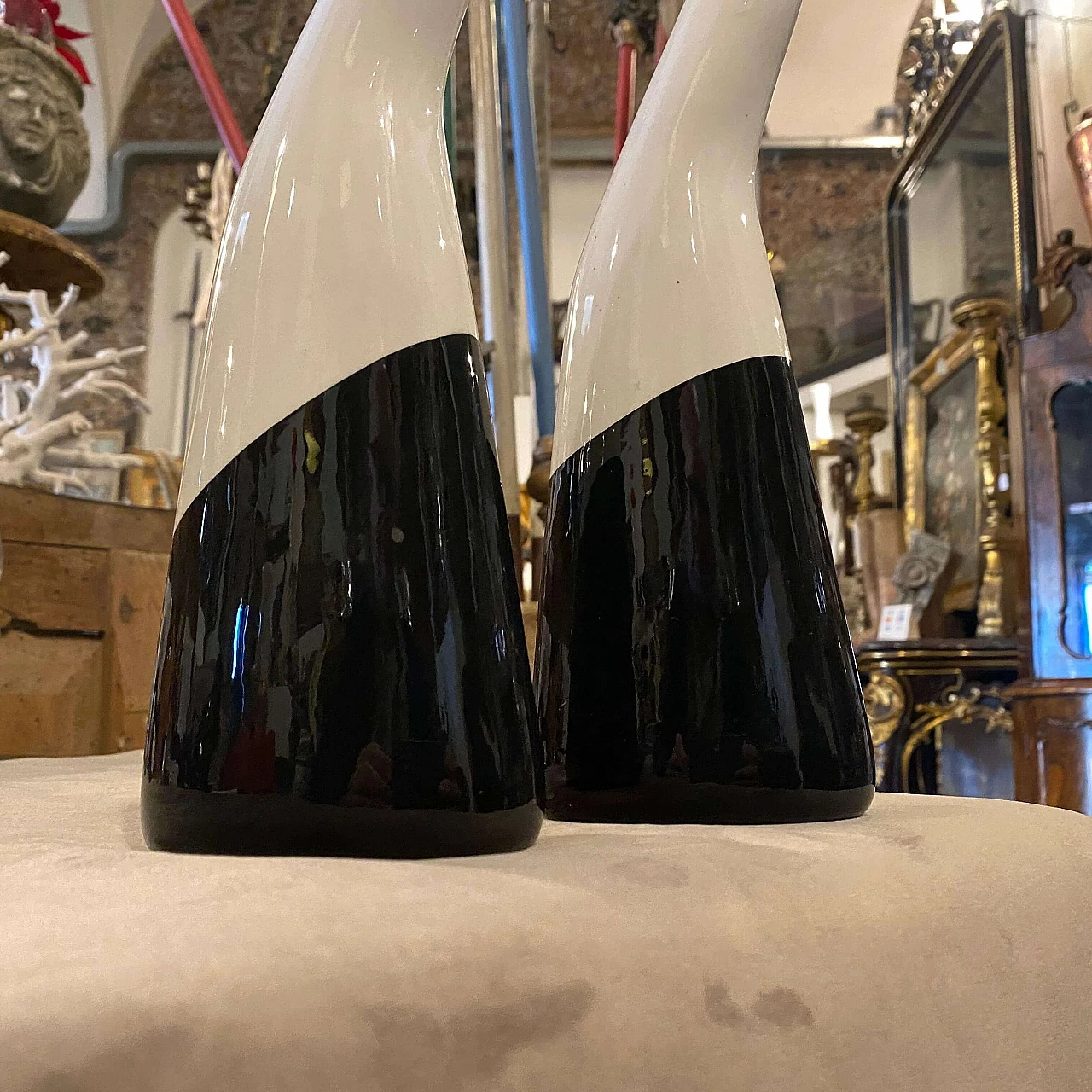 Pair of vases in ceramic by La Donatella, 60s 5