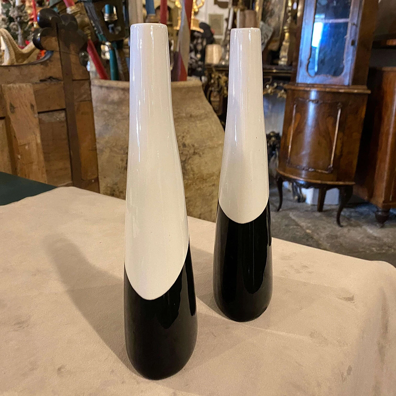 Pair of vases in ceramic by La Donatella, 60s 6