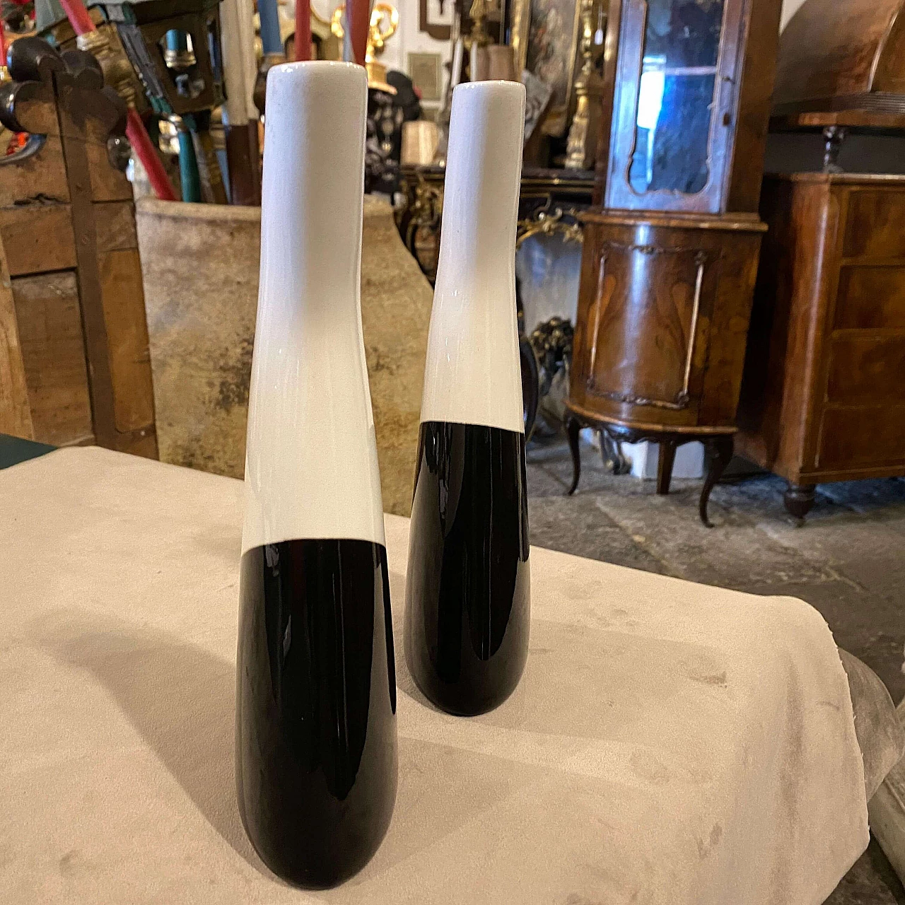 Pair of vases in ceramic by La Donatella, 60s 7