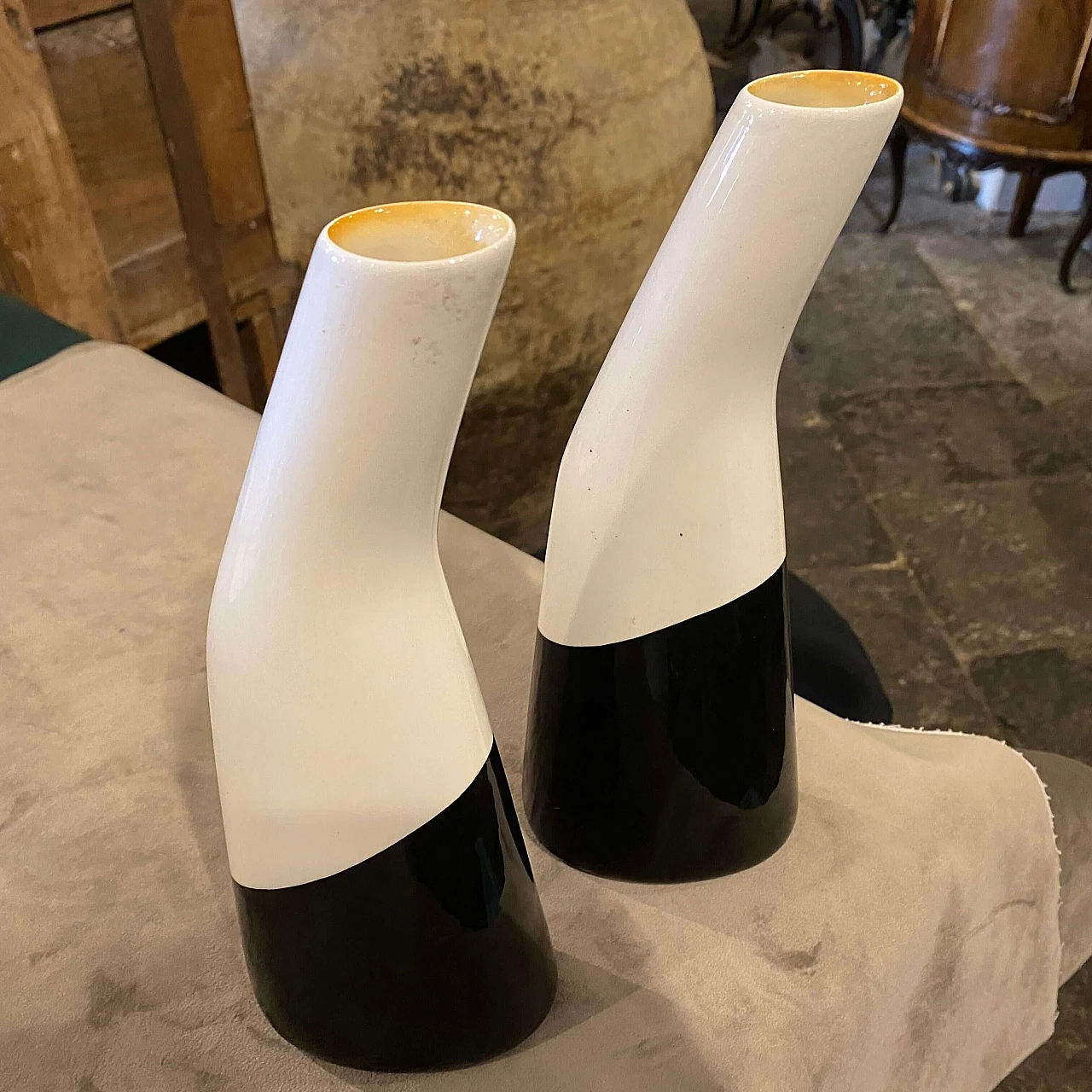Pair of vases in ceramic by La Donatella, 60s 8