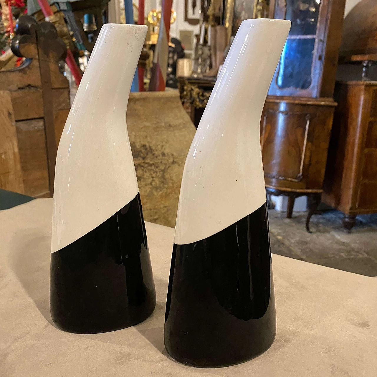 Pair of vases in ceramic by La Donatella, 60s 9