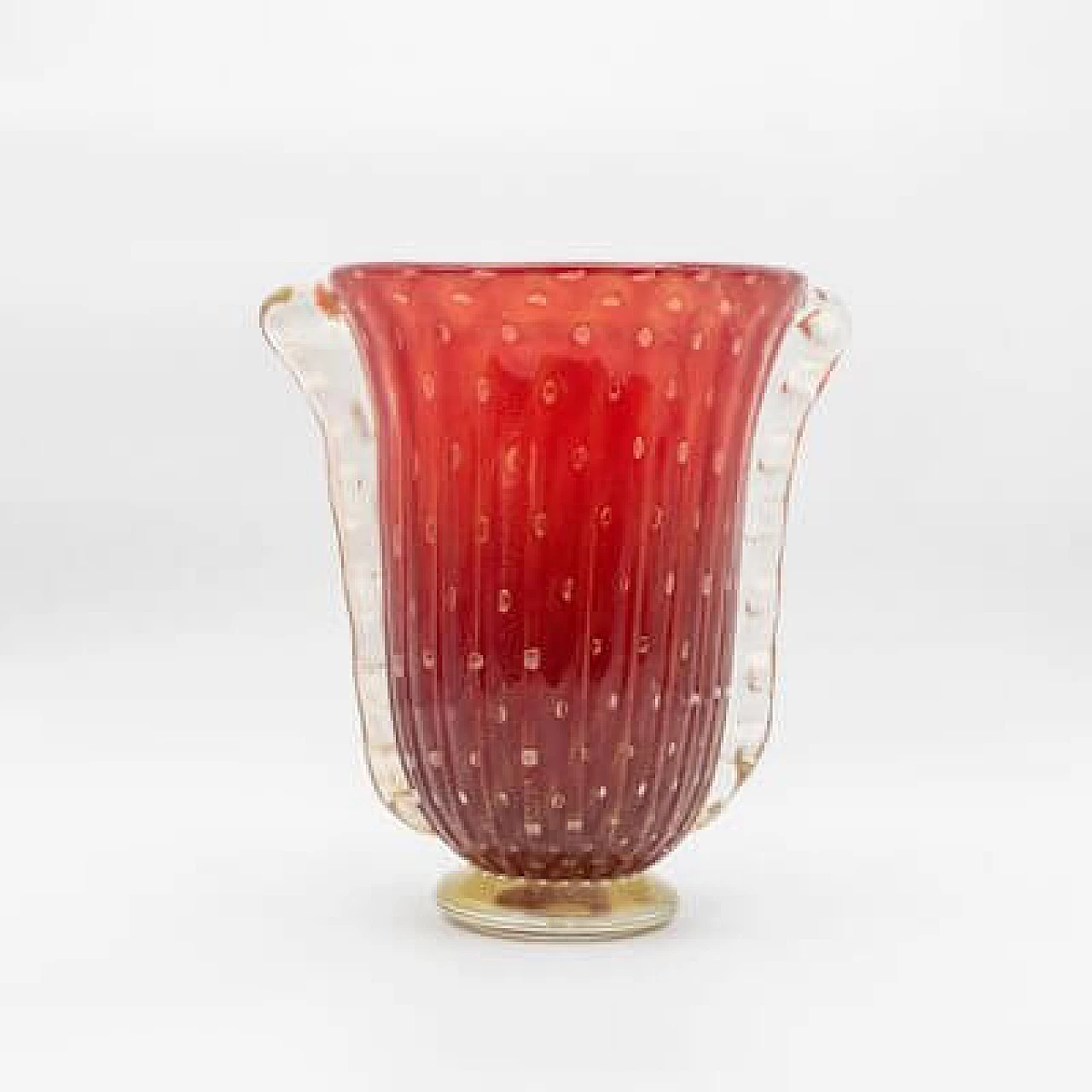 Red glass vase, 1930s 1