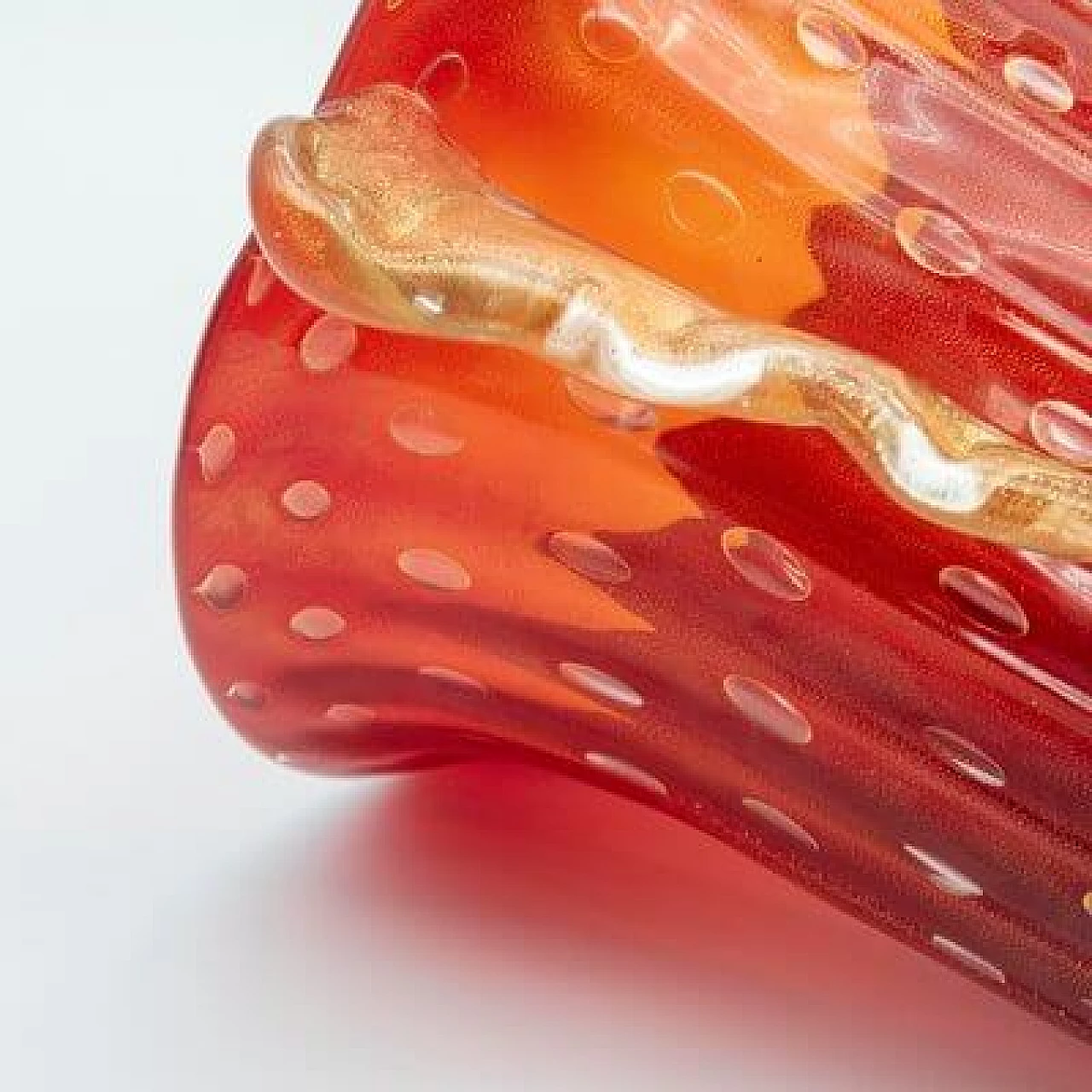 Vaso in vetro rosso, anni '30 3