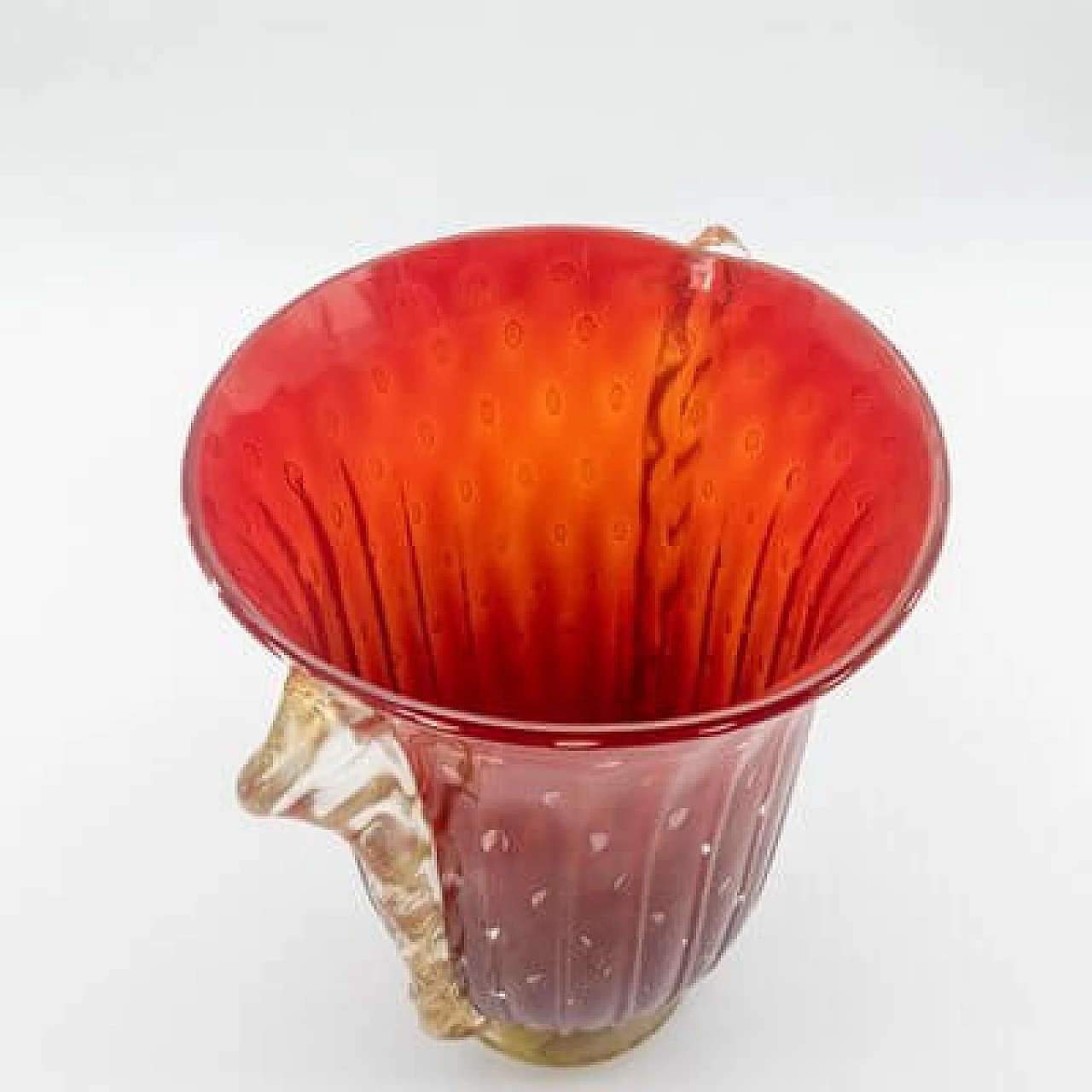 Red glass vase, 1930s 8