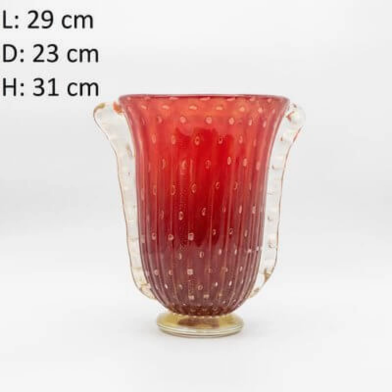 Vaso in vetro rosso, anni '30 13