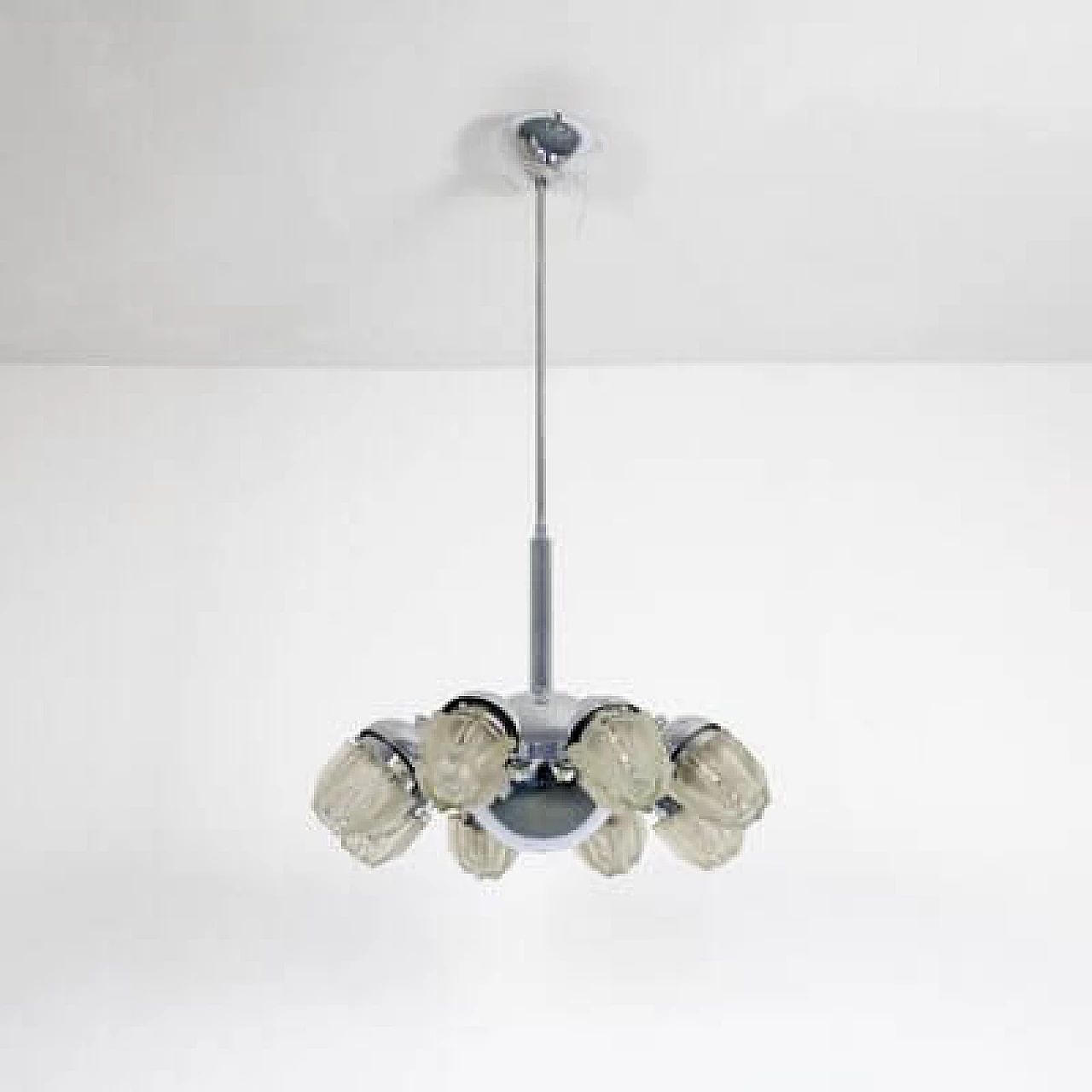Lampada a sospensione in vetro cromato, anni '60 1