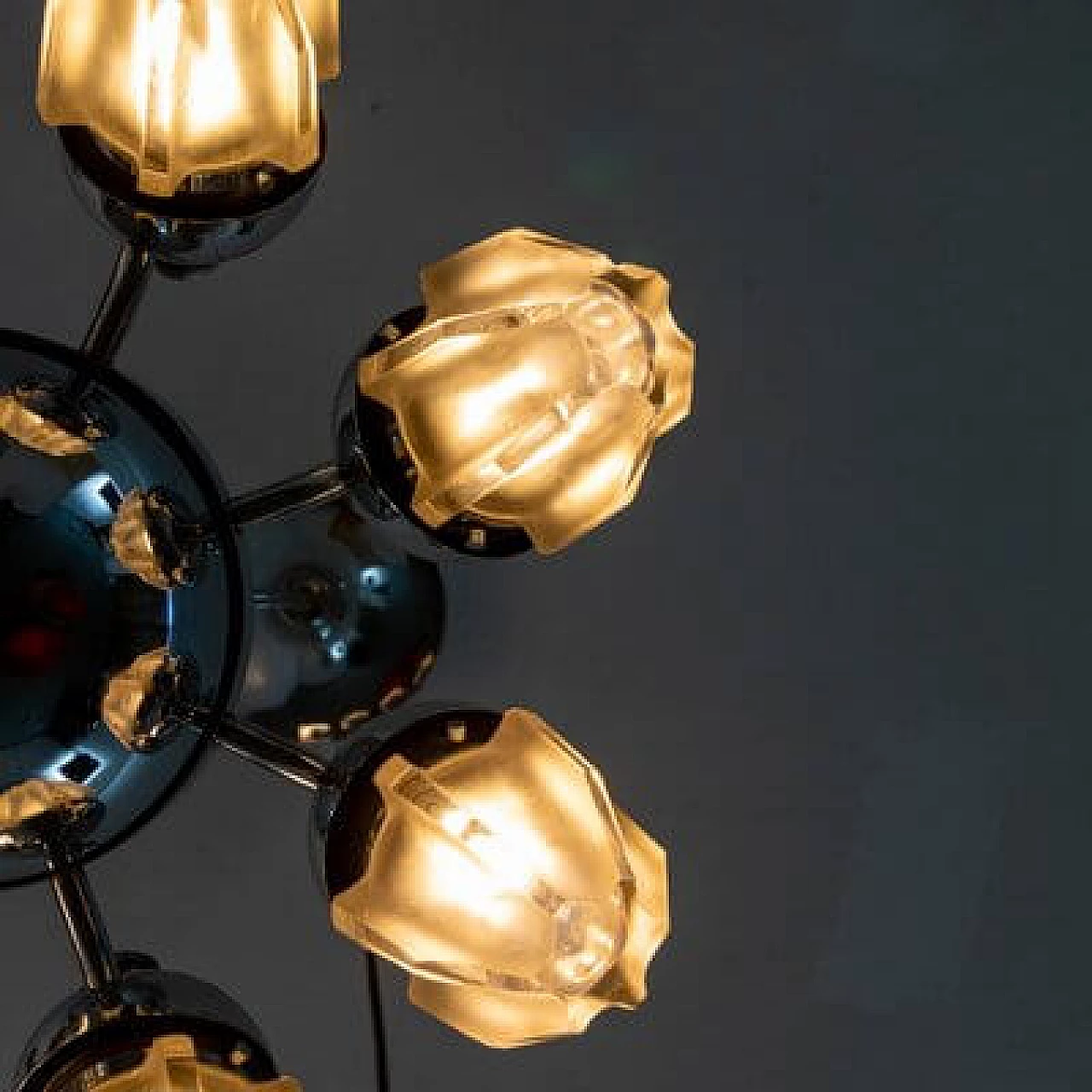 Lampada a sospensione in vetro cromato, anni '60 7