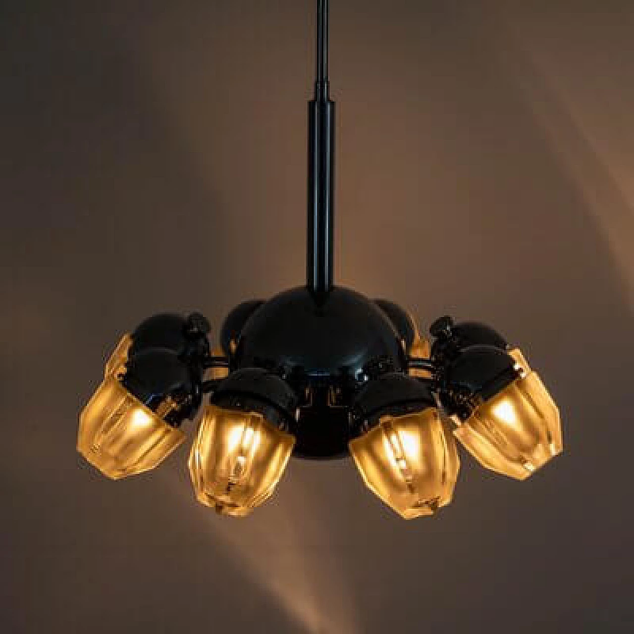 Lampada a sospensione in vetro cromato, anni '60 9