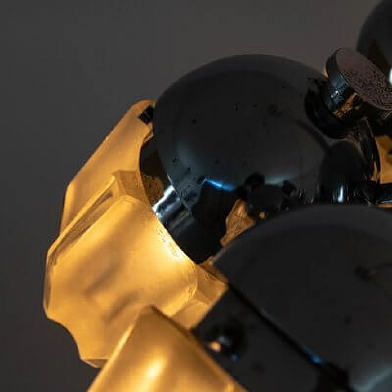 Lampada a sospensione in vetro cromato, anni '60 12