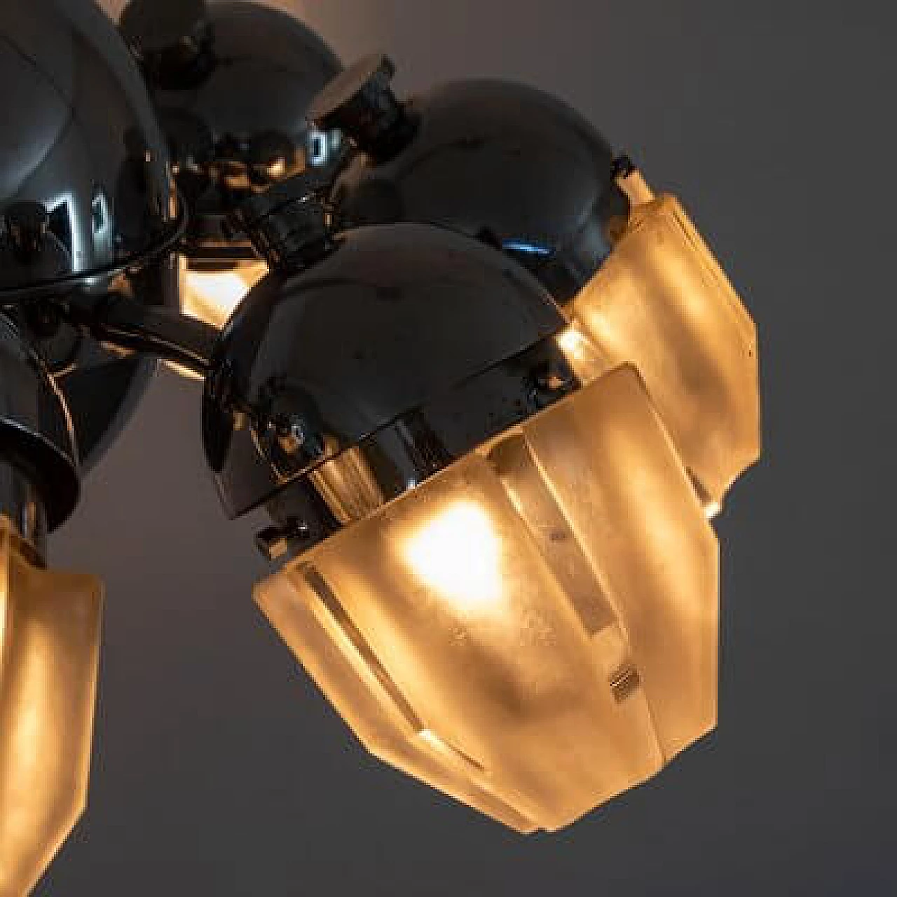 Lampada a sospensione in vetro cromato, anni '60 13