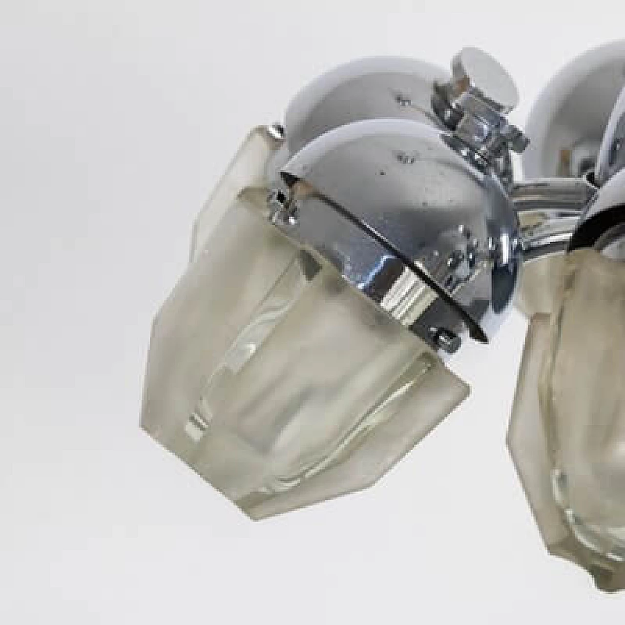 Lampada a sospensione in vetro cromato, anni '60 14