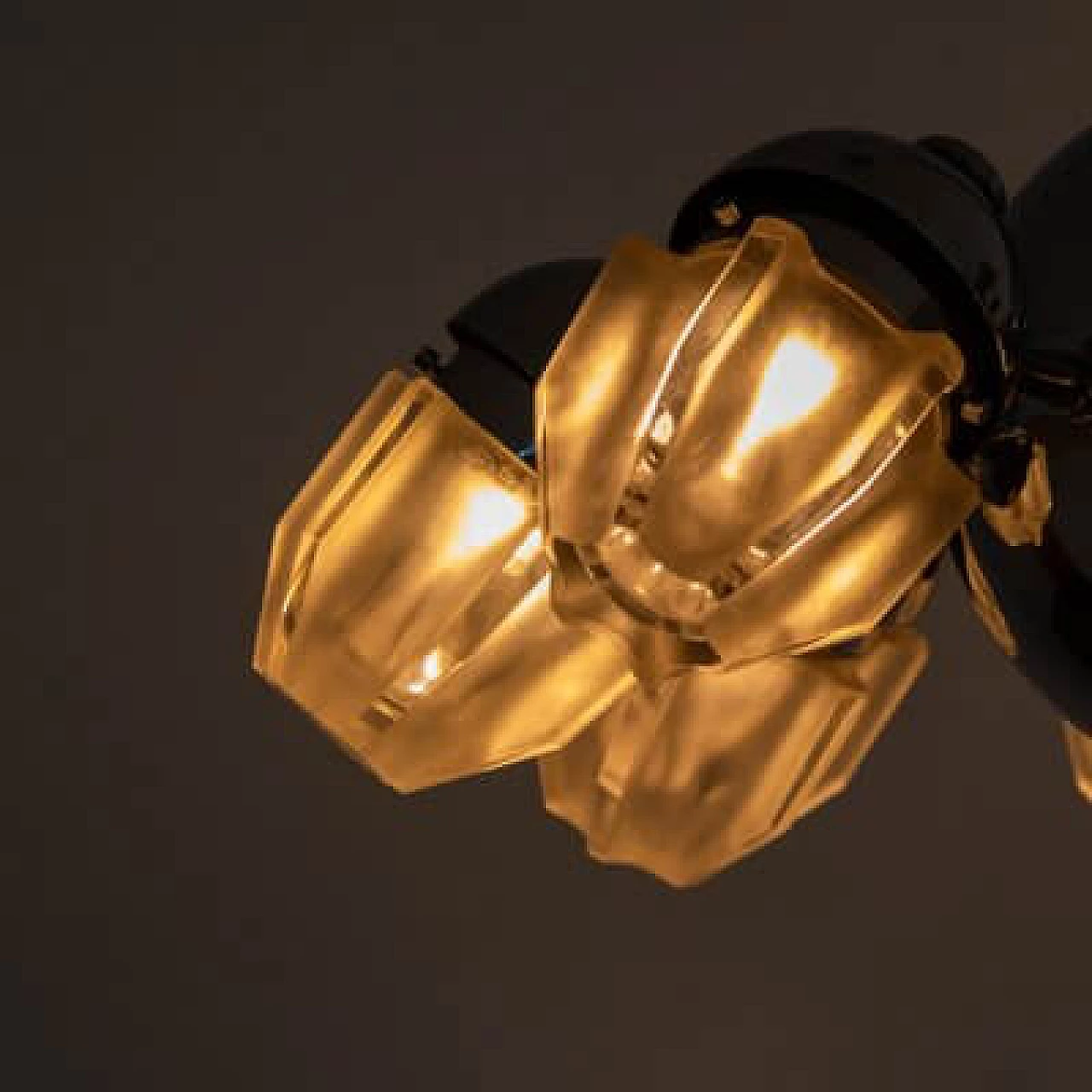 Lampada a sospensione in vetro cromato, anni '60 15