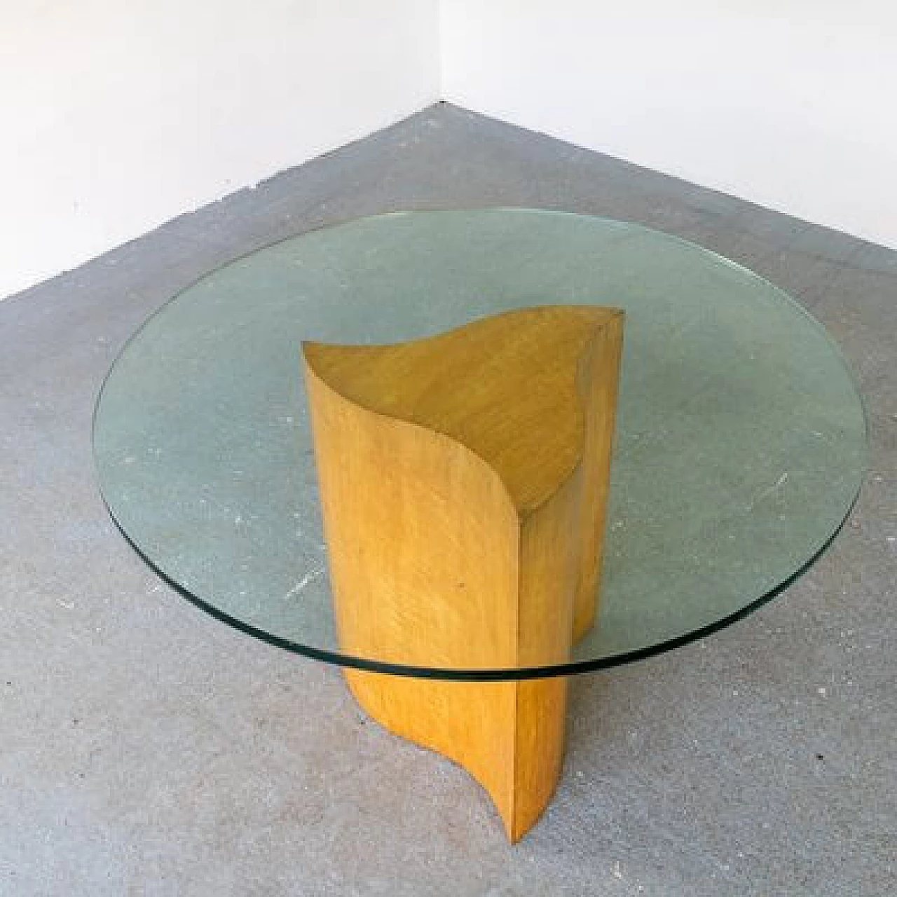 Birch and glass table, 1970s 1