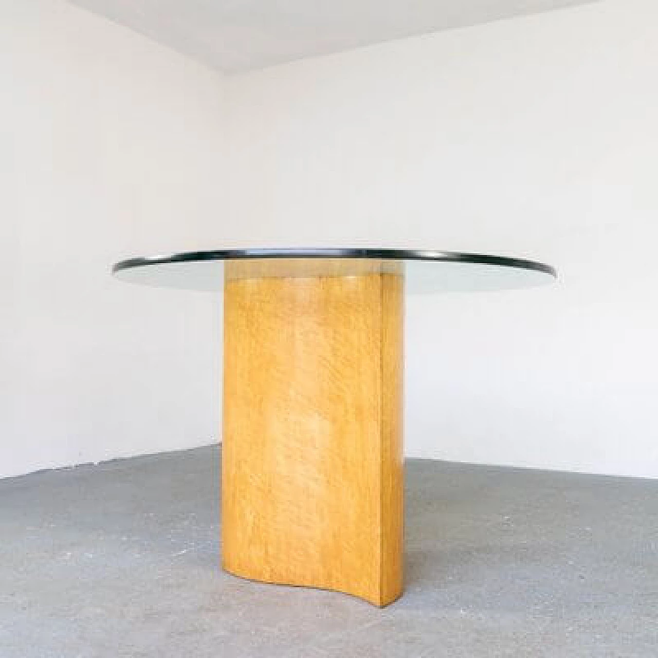 Birch and glass table, 1970s 5