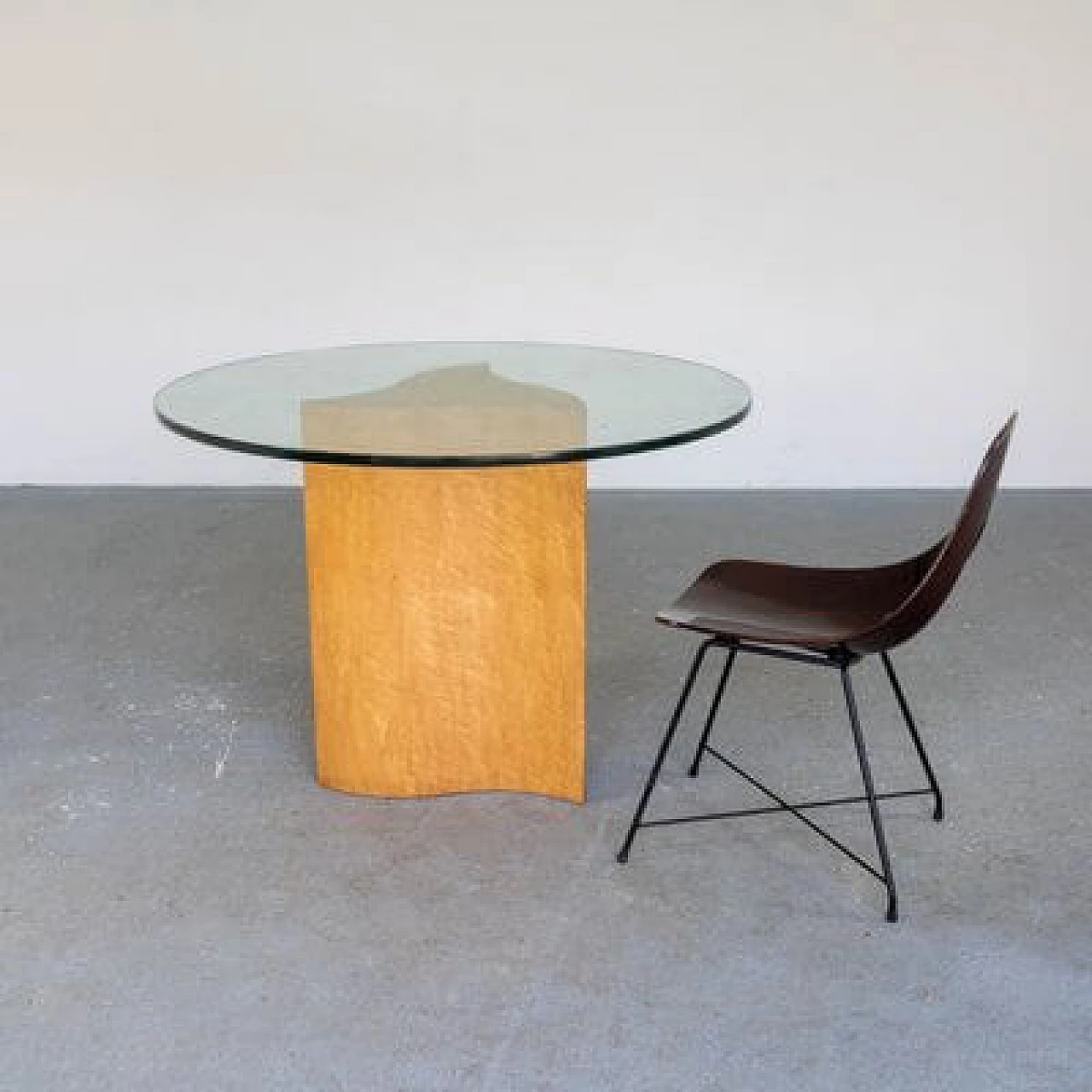 Birch and glass table, 1970s 10