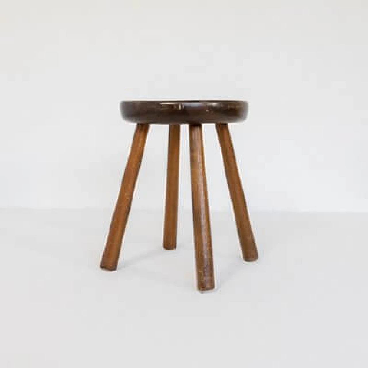 Chestnut wood stool, 1970s 1