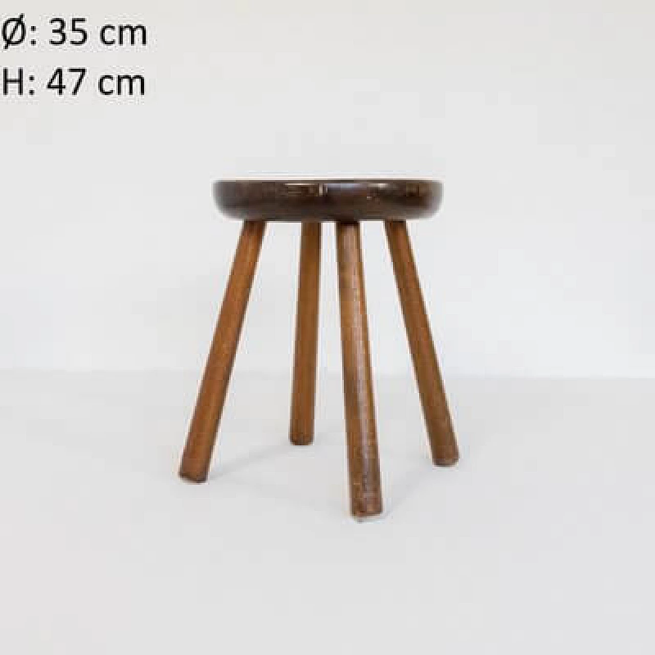 Chestnut wood stool, 1970s 5